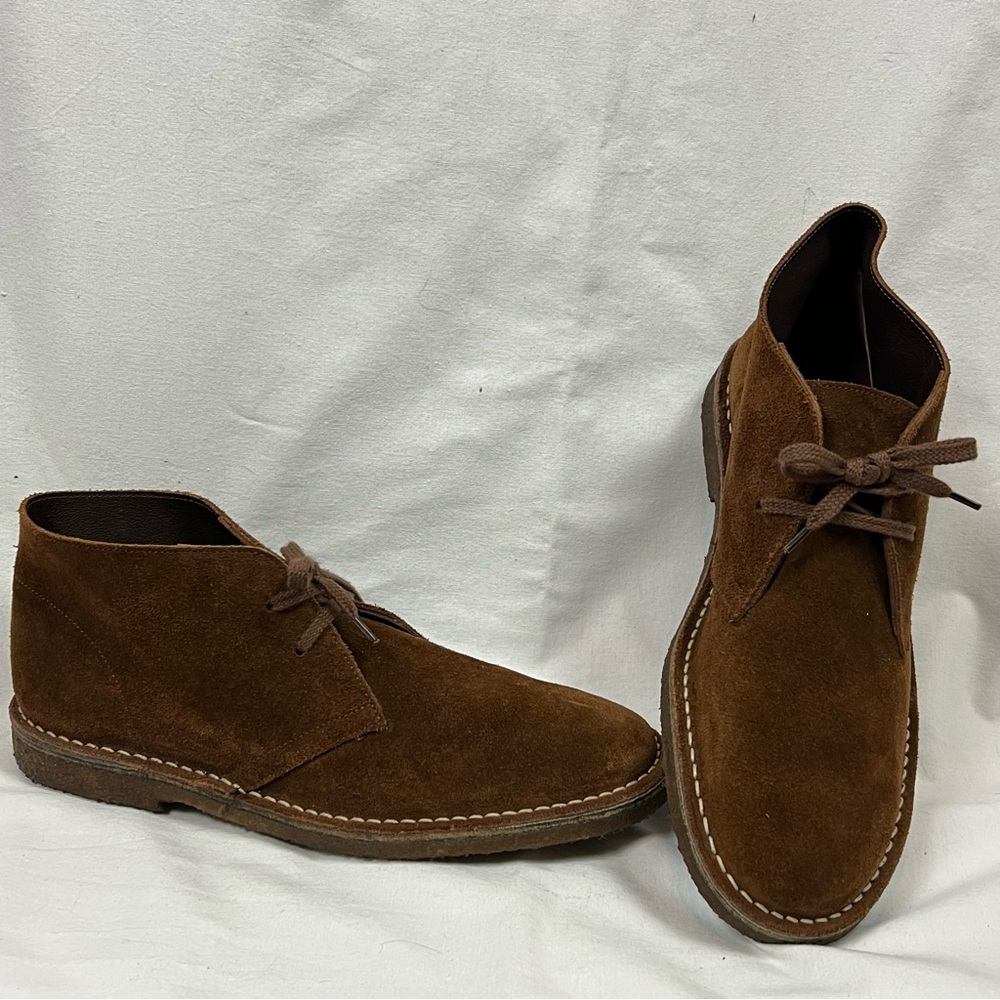 J CREW Macalister Chukka Suede Boots Mens 10 Cognac Suede Casual Made In Italy - Picture 12 of 12
